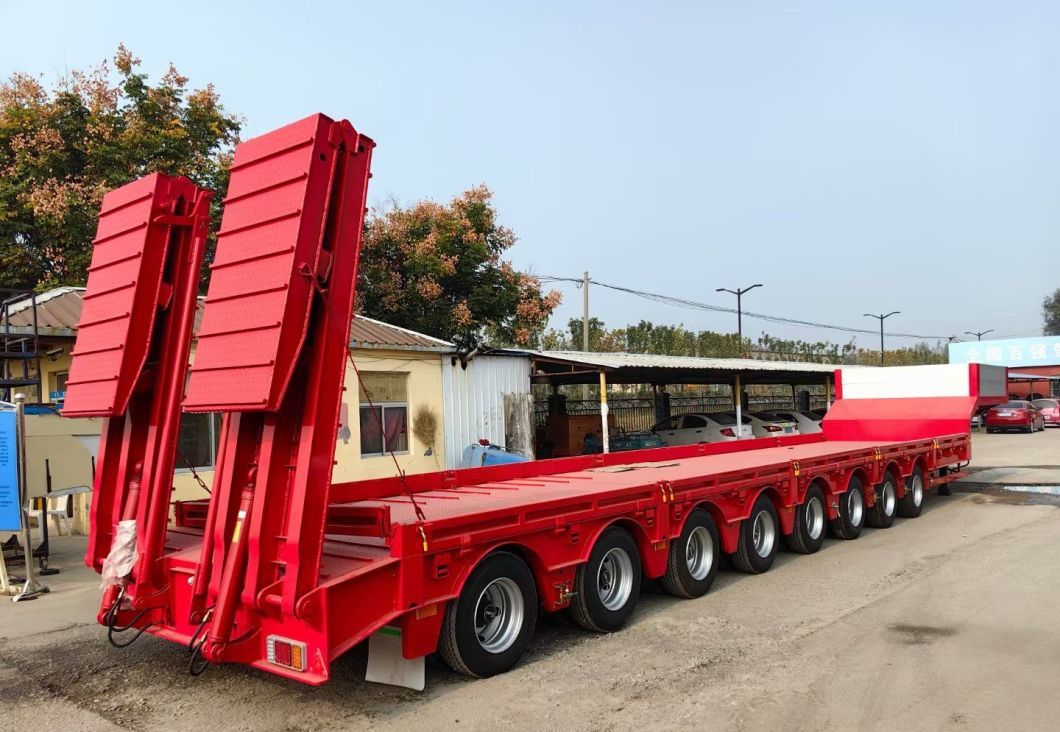 Factory Price 3 /4axles Lowbed Semi Truck Semi Trailer 80 Tons Payload Trailers for Sale
