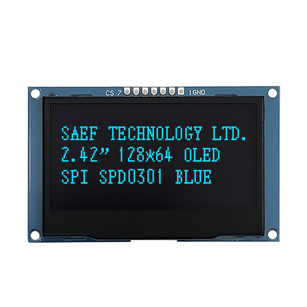 2.42-Inch 128x64 Dots OLED Display Module With SPI Interface And White & Blue Font Colors