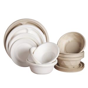 Quality Round Shape Disposable Paper Tableware Sugarcane Fiber Compostable Paper Plate wholesale
