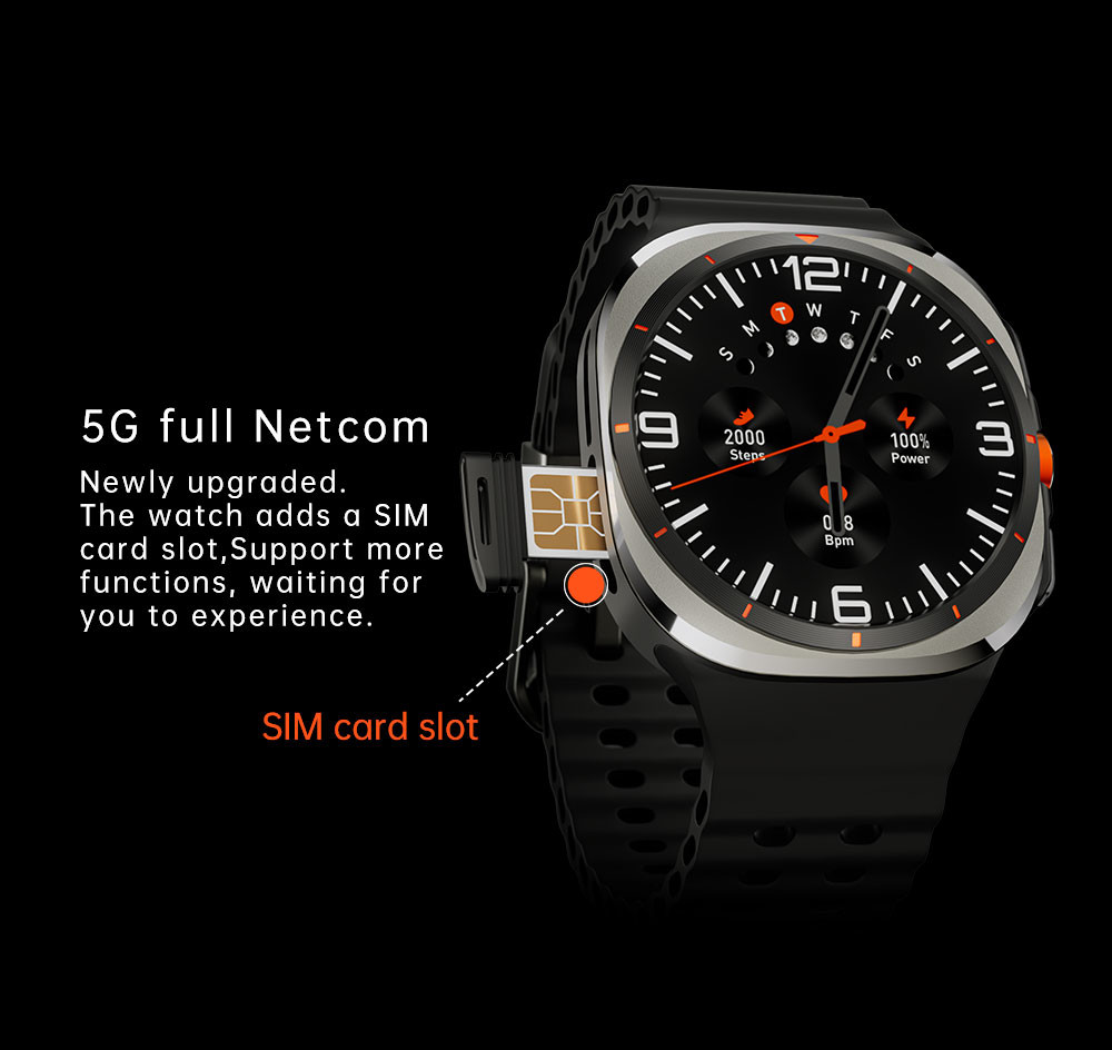 U8 Ultra AMOLED Android 9.0 Smart Watch Men 5G SIM Card WiFi GPS Rotating Camera Sport