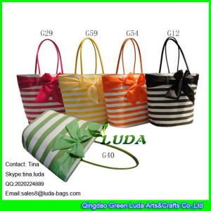 Quality LUDA 2015 fashionalbe ladies shopping bag striped knownot summer straw beach bag wholesale