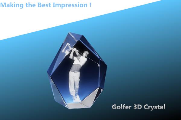 3d laser crystal golf awards/crystal trophy/blank golfer crystal award/crystal