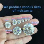 5mm-20mm VVS1 White Round Cut Loose Moissanite Stone Heat Treated for Stud