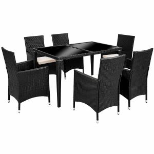 Quality KD Black Indoor Wicker Outdoor Rattan Dining Set In All Weather wholesale