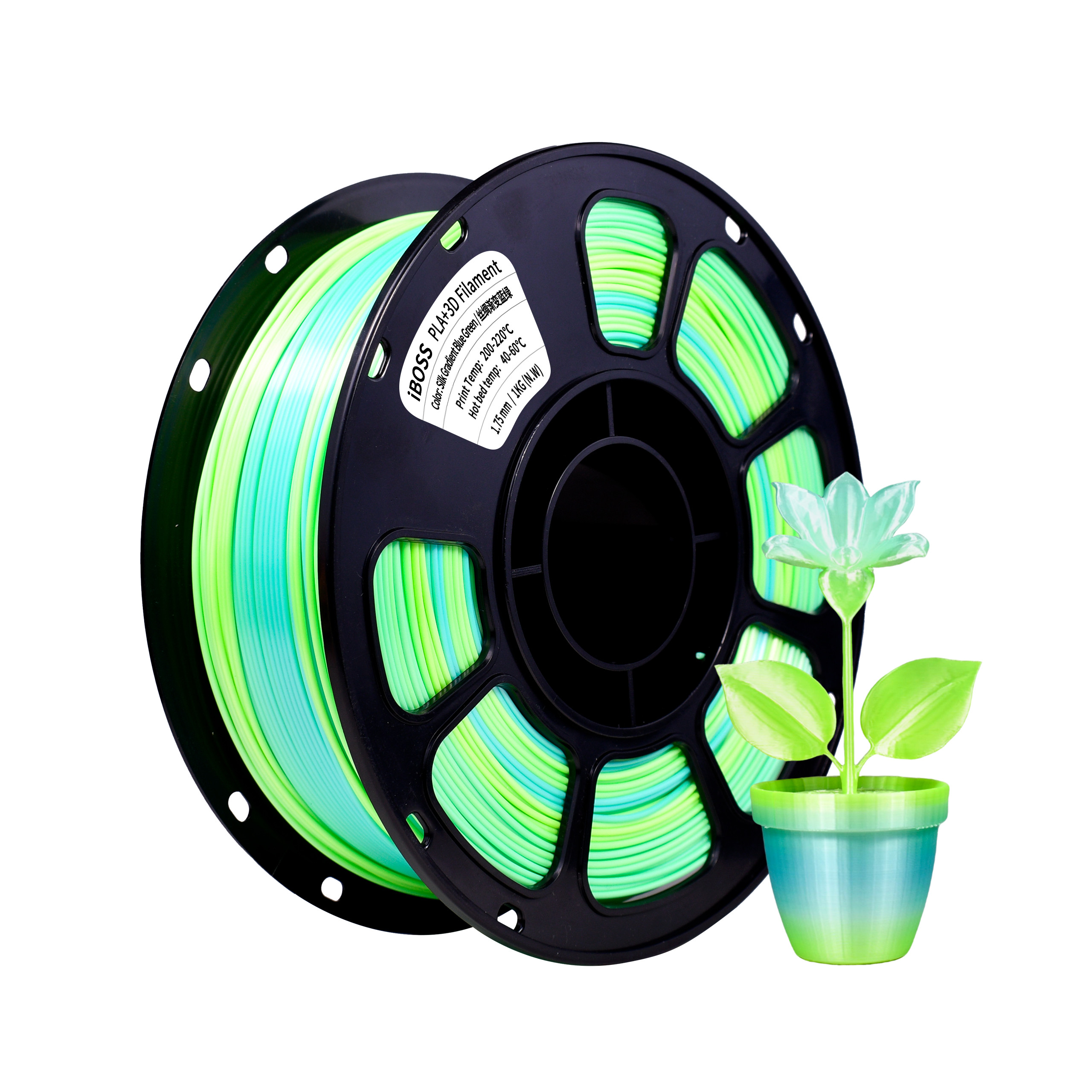iboss Strong Toughness High Strength Gradient PLA+ Filament Blue Green for 3D Printing Filament
