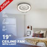 360 Degree Rotation LED Ceiling Fan With Swing Head , Indoor Bedroom Fan Light