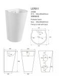 White Cylinder Pedestal Bathroom Sinks , Porcelain Pedestal Sink Depth 120mm