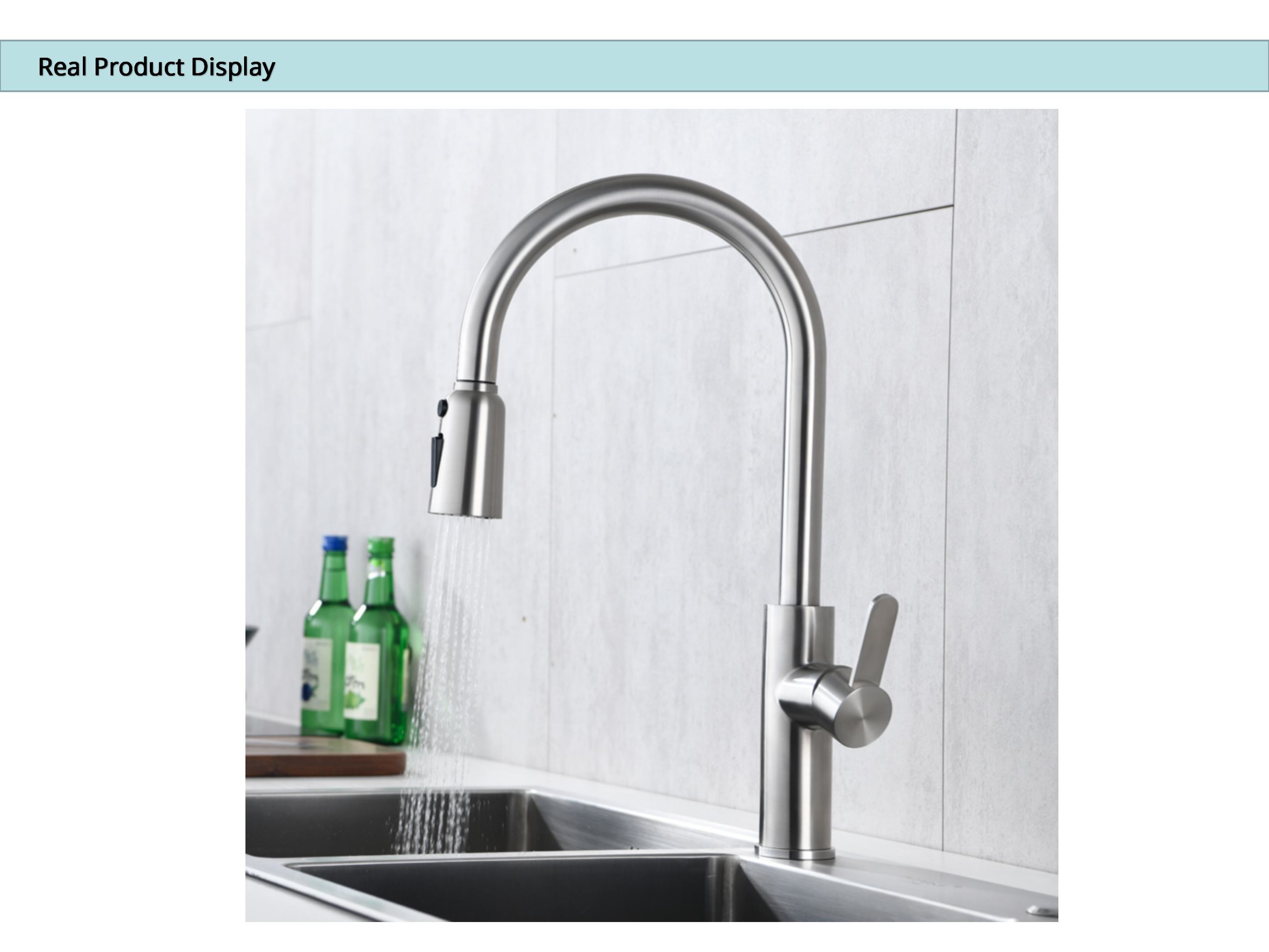 Brushed Nickel Touch Sensor Kitchen Faucet Pull Down Mixer HOMEKA
