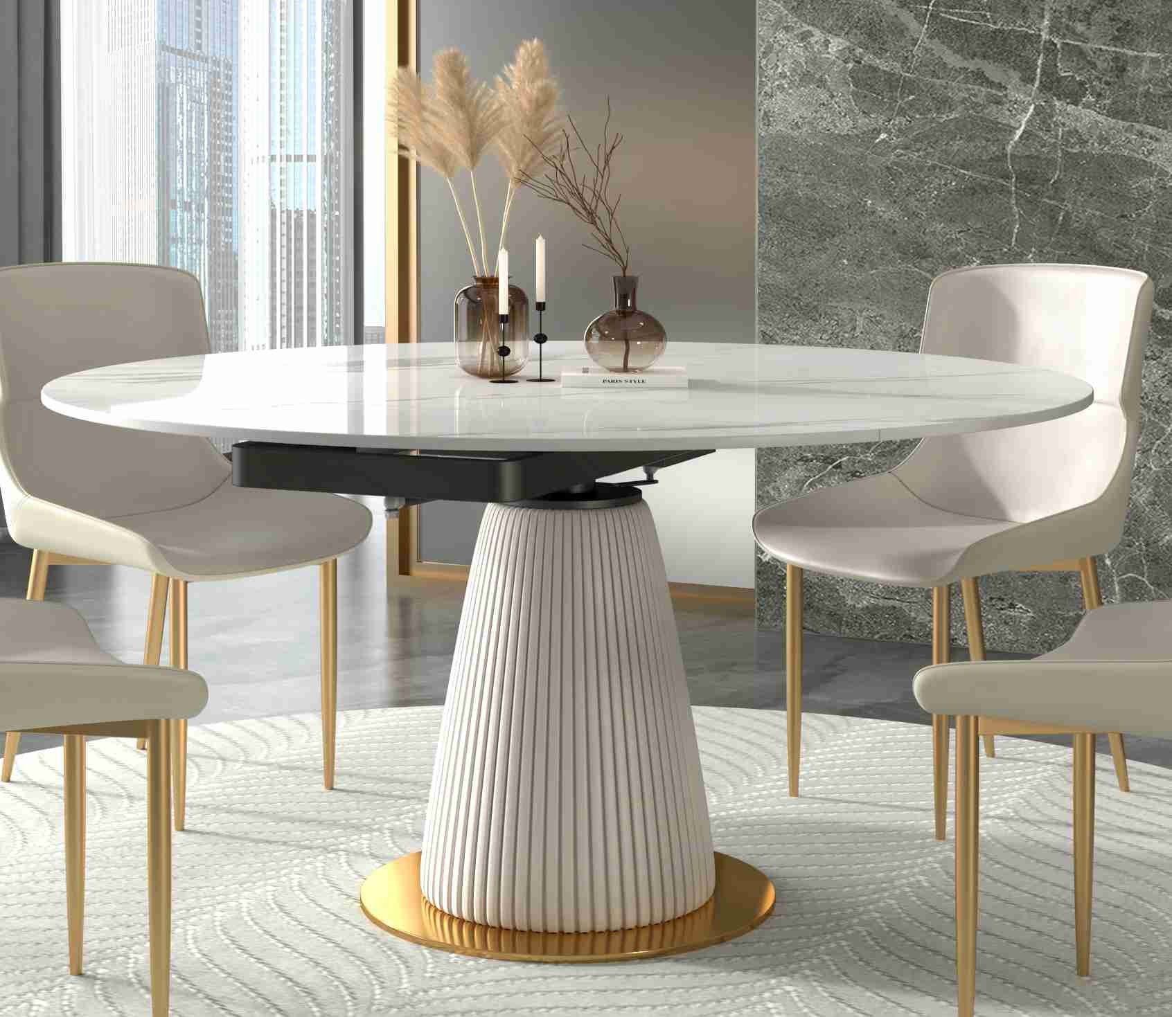 Telescopic Revolving Round Folding Rectangular Dining Table 8 seats For Apartment Hotel