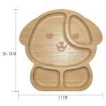 MHCsilicon Bamboo Baby Plate BPA Free Divided Suction Dining Wooden Food Bamboo