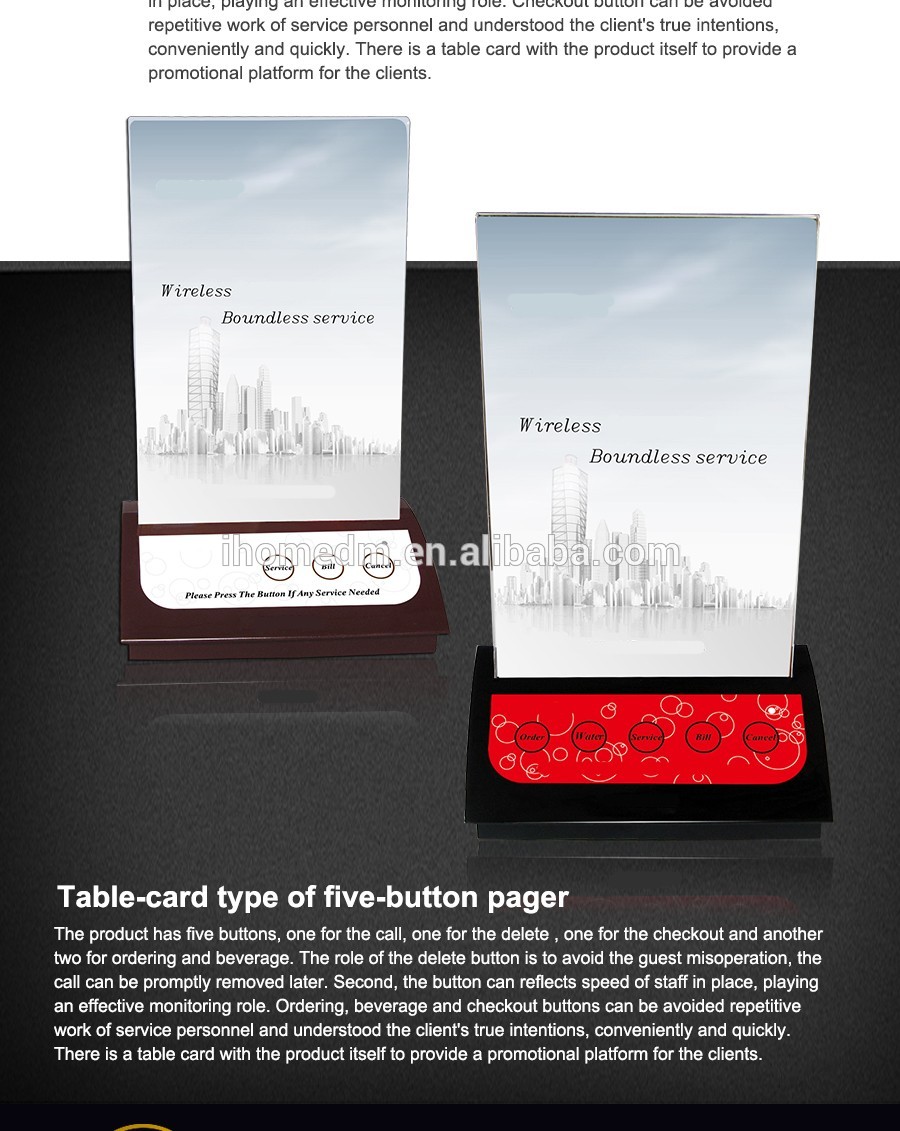 Wireless hotel pager Hcm 403 restaurant calling system