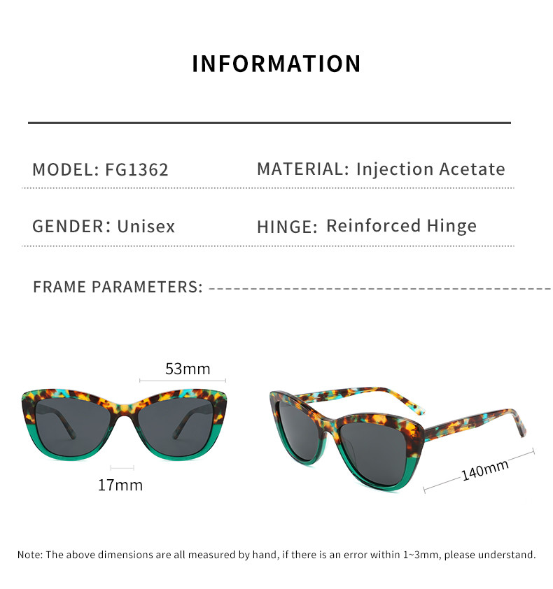 Sunny Days Acetate Frame Sunglasses Cat Eye Designer Stylish Style For Women Men