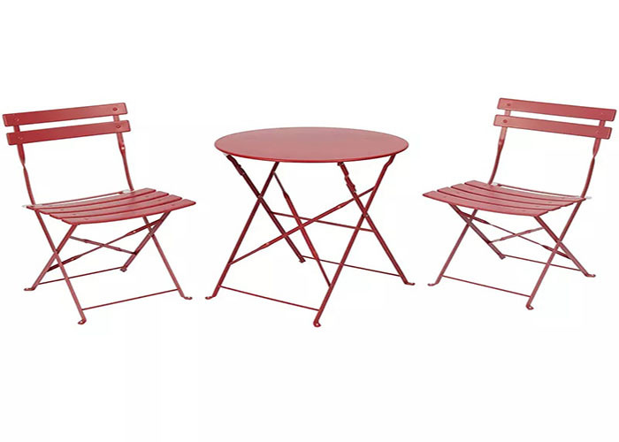 Steel Bistro Patio Outdoor Garden Folding Table And Chairs 3 Piece