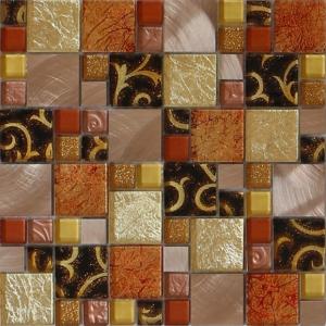 Quality Factory direct glass mix metal mosaic puzzle pattern for interior decoration wholesale