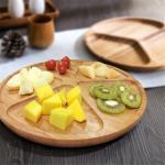 divided large round wood bamboo snacks fruit serving tray