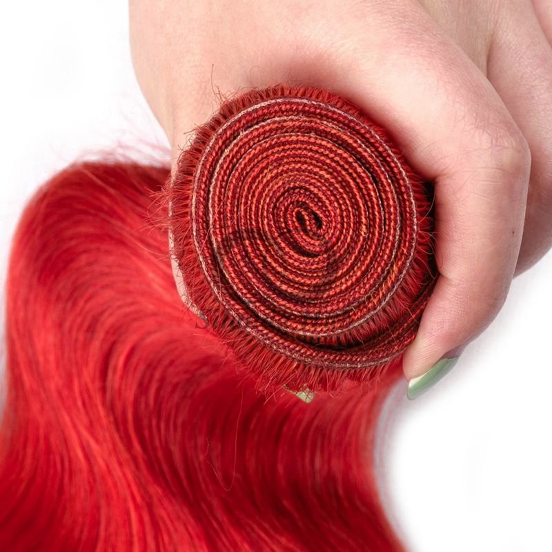 Red Body Wave Remy Human Hair Bundles Sew In Weave Bundles Brazilian Bundle Deals