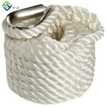 White Color 32mm 3 Strand Silk Nylon Mooring Rope For Fishing Boat