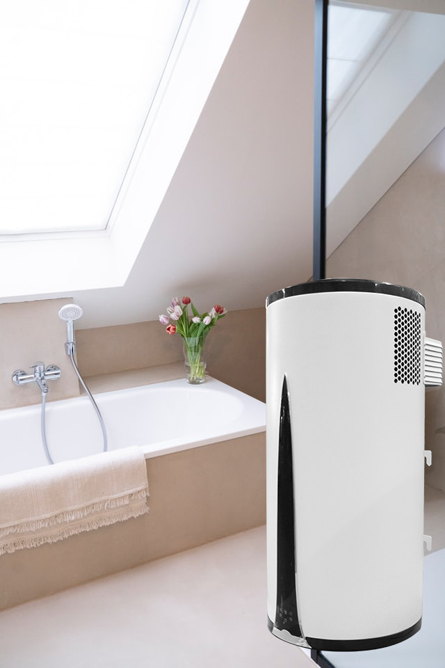 Air To Water Horizontal Wall Mounted Electric Water Heater 100L COP3.5