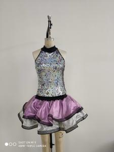 Quality Custom Show Dance Wear Lace 100% Polyester Silver And Purple Color wholesale
