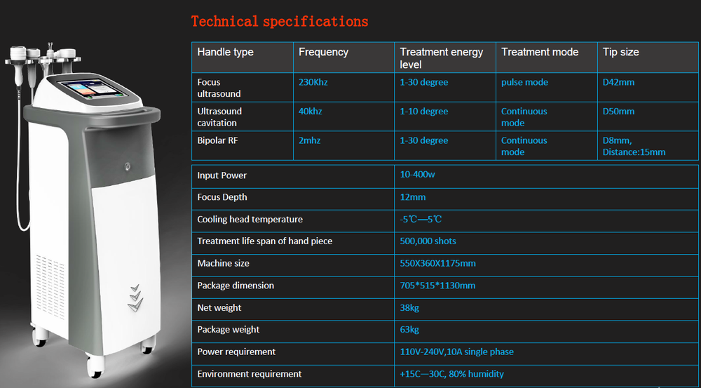 Hifu high frequency focused ultrasound facial machines for full body