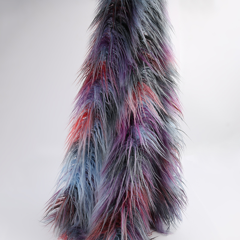 Solid Color Long Pile Faux Fur Fabric with Density 750g/m2 and Width 58/60