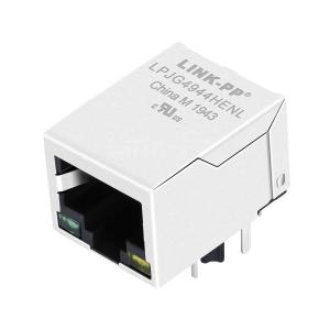 Quality LPJG4944HENL 100/1000 Base-T Tab Down Green/Yellow Led Single Port Jack RJ-45 Connector wholesale