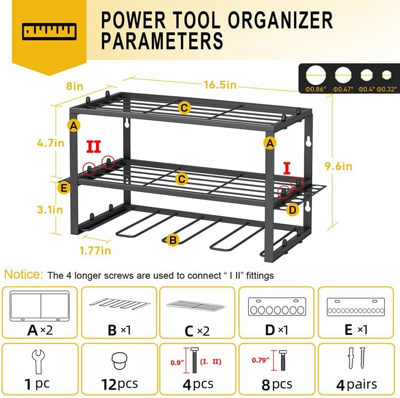 Metal Utility Storage Rack Wall Mounted Heavy Duty 3 Layers 410*200*230mm 2mm Thickness
