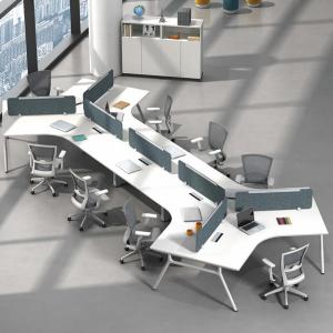 Quality White L Shape Modular Open Space Desk 6 Person Office Workstation wholesale