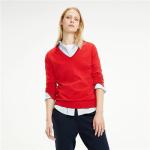 Tommy, Ladies V-Neck Sweaters casual Keep Warm High-Quality multiColors
