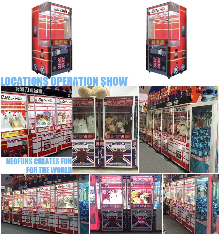 Metal Frame Cut String Vending Game Machine / Toy Catcher Machine