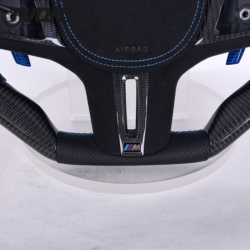 100% Real Black Perforated Leather BMW G20 G28 G30 Carbon Fiber Steering Wheel