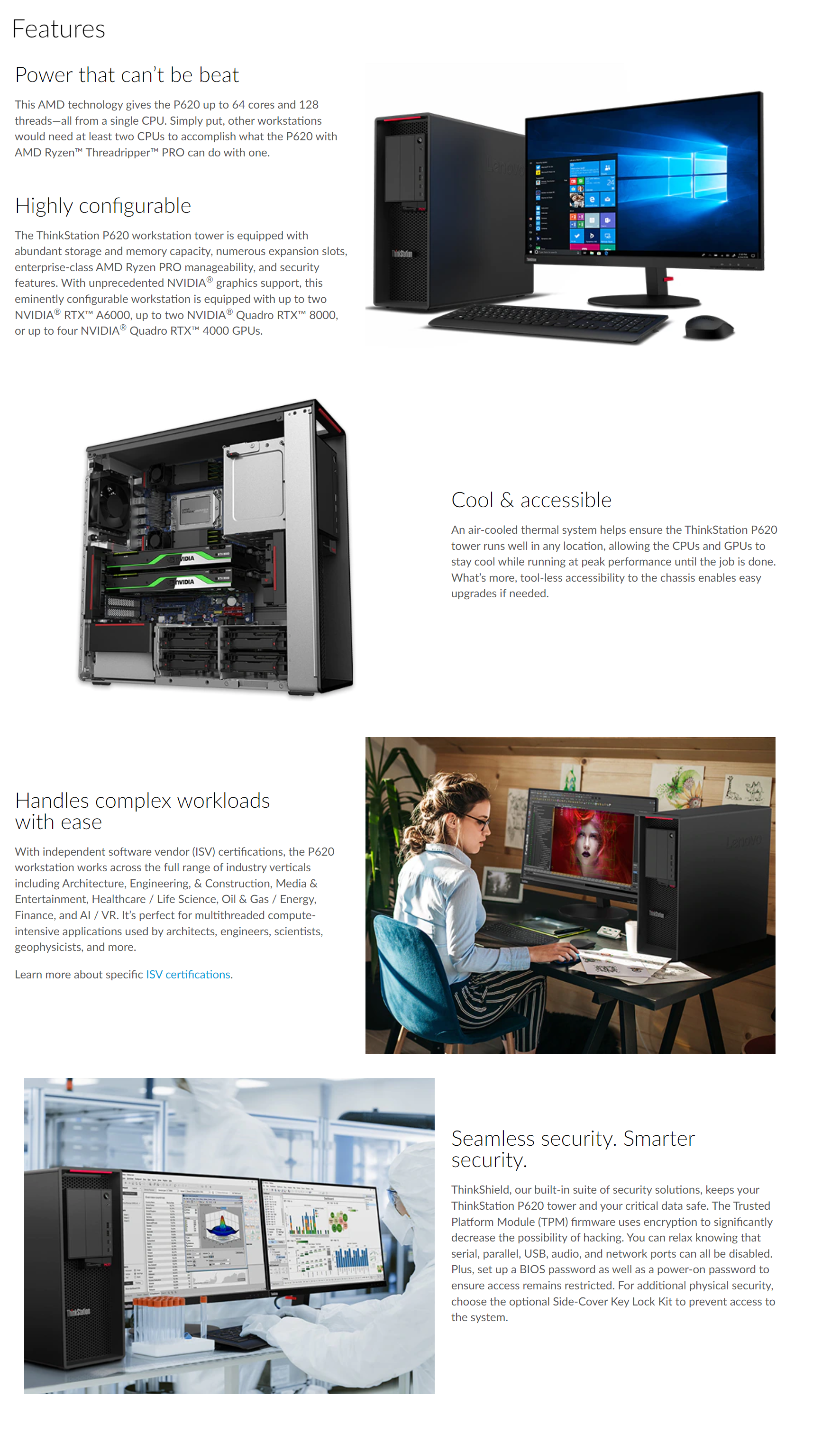 Powerful AMD Ryzen Threadripper Pro 3975WX Lenovo ThinkStation P620 Tower Workstation