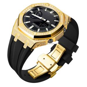 Quality Luxury Ga2100 5Th Generation Full Diamond Watch Case Rubber Strap Resin Watch Band Kit wholesale
