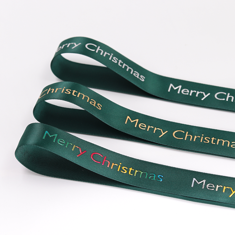 Factory Print Logo Dark Green Christmas Ribbon