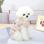 Embroidered Dog Pet Clothes Pure Cotton With Classic Stripes
