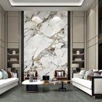 Living Room Slab Golden Wind Marble Glazed Porcelain Tile For Versatile Interior