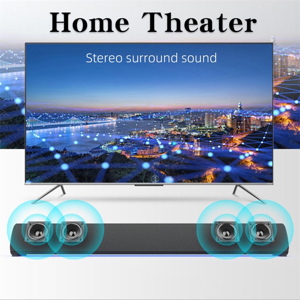Distortion Free Bluetooth V5.0 FM Radio Soundbar 3.5mm Aux Input Soundbar