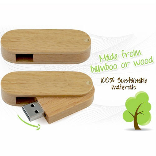 Wood Swivel Usb Memory Device Drive , 4Gb 16Gb Mini Usb Memory Stick 1 Year Warranty