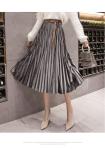 Large Swing Women Pleated Skirt , Gold Bowknot Velvet Pleated Midi Skirt