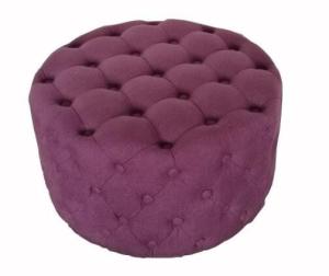 Quality wholesale home furniture round household tufted linen fabric ottoman pouf wholesale
