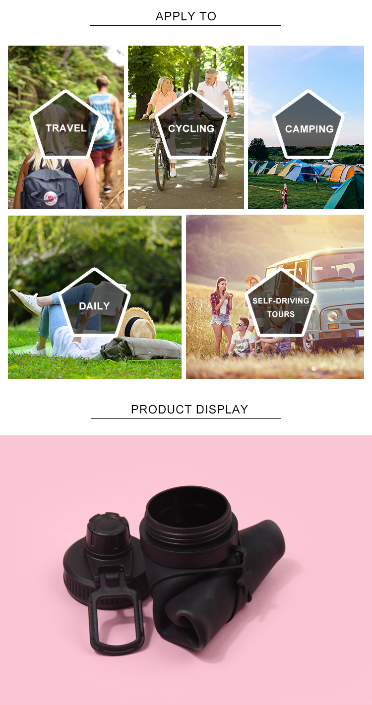 simple modern usa drinkware Collapsible Silicone Water Bottle manufacturers with marking