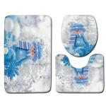 Snowman Christmas Bath Mat Set Anti Skid Restroom Mat Set