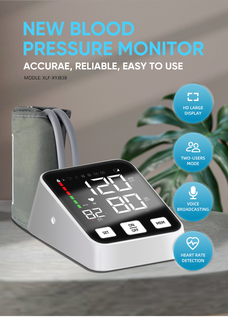 Automatic Digital Arm Blood Pressure Monitor 2*120 Memory Sphygmomanometer Pressure Gauge Meter for Measuring Pressure
