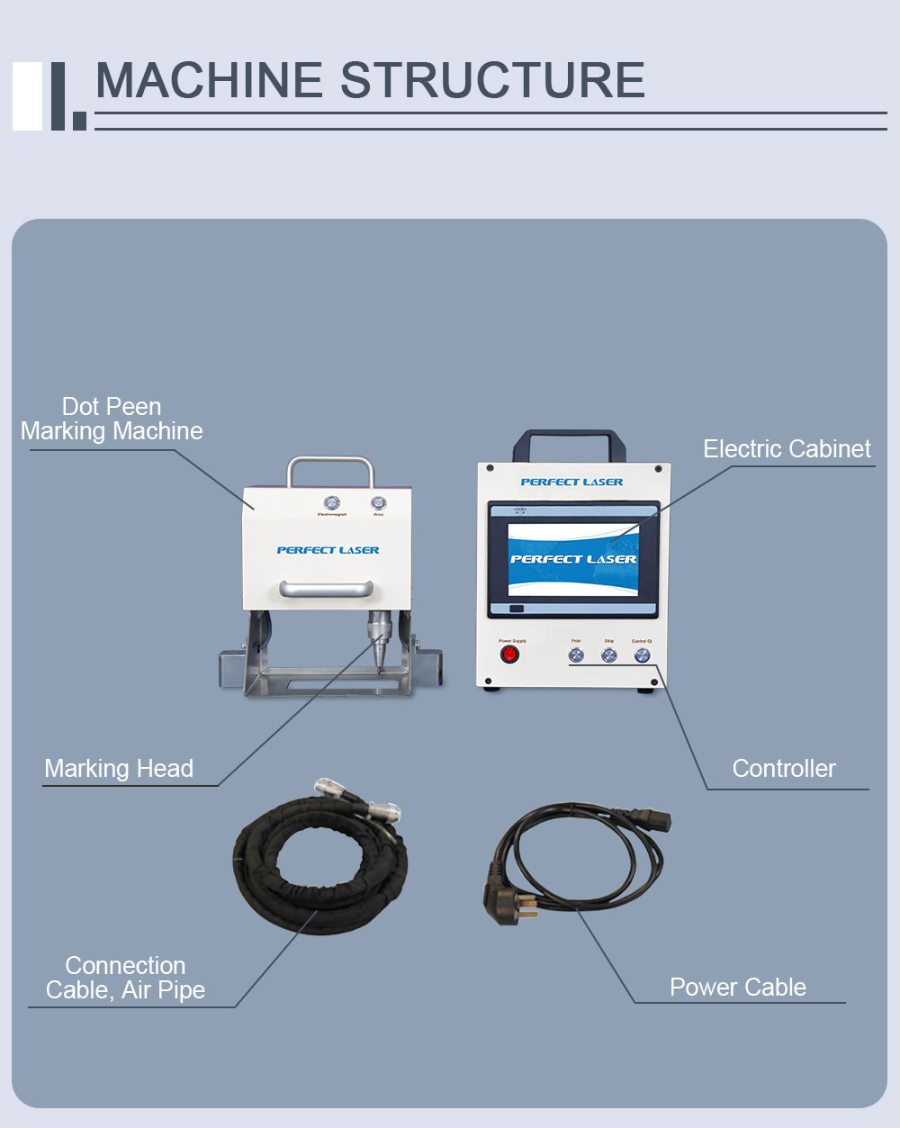 Handheld Dot Peen Marking Machine Portable 300W With 7inch Screen For Metal AC220V