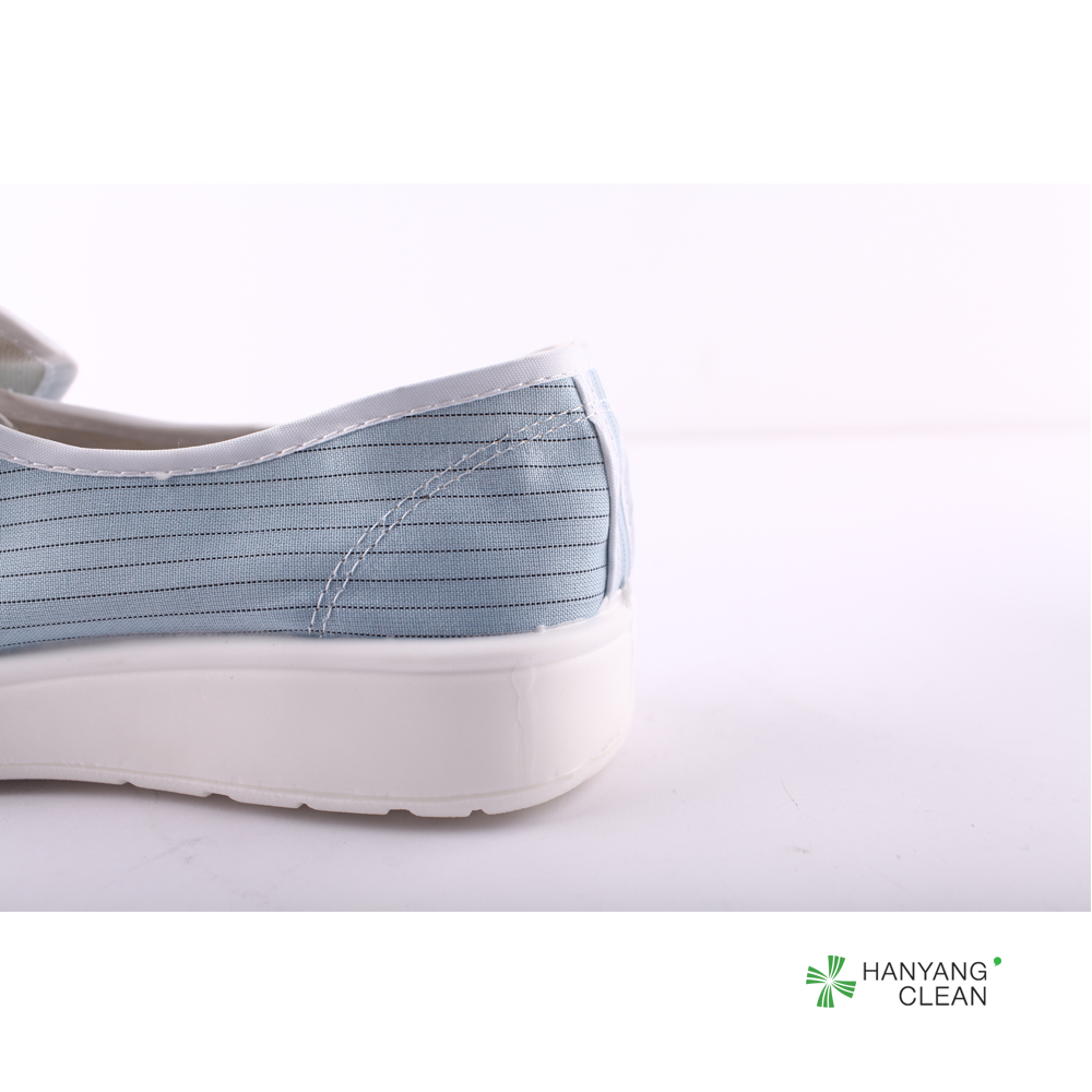 Cleanroom stripe blue canvas PVC sole anti slip shoe esd antistatic lab shoes for pharmaceutical factory