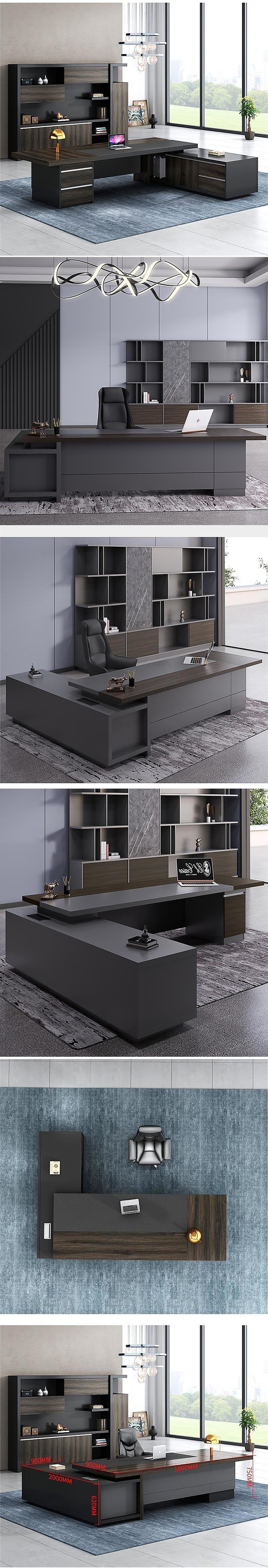 School MDF Luxury Executive Office Desk Set for Commercial Furniture CEO Office Table