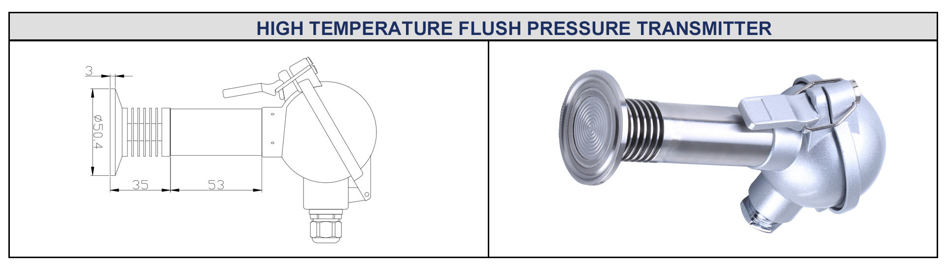 Display Flush Diaphragm Pressure Sensor SS316L Digital Pressure Transducer