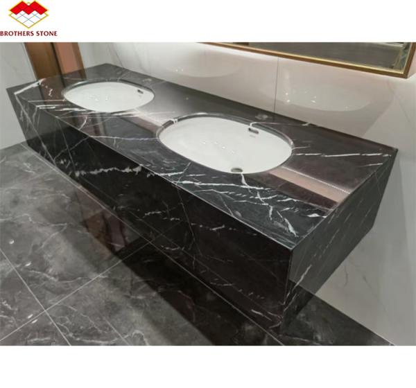 White Veins Marble Sink Cut to Size from Calcite Marble for Modern Hotel Villa