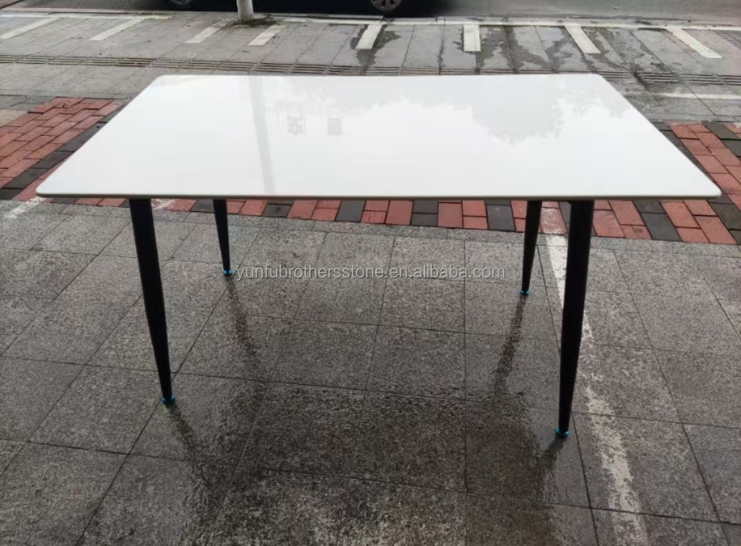 Nano White Crystal Dining Table Top Modern Big Slab Marble Look Porcelain Tile for Steps