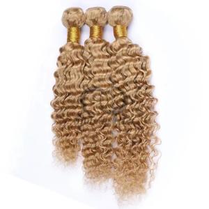 Quality #27 Honey Blonde Deep Wave Remy Human Hair Bundles Sew In Weave Bundles Brazilian Bundle Deals wholesale